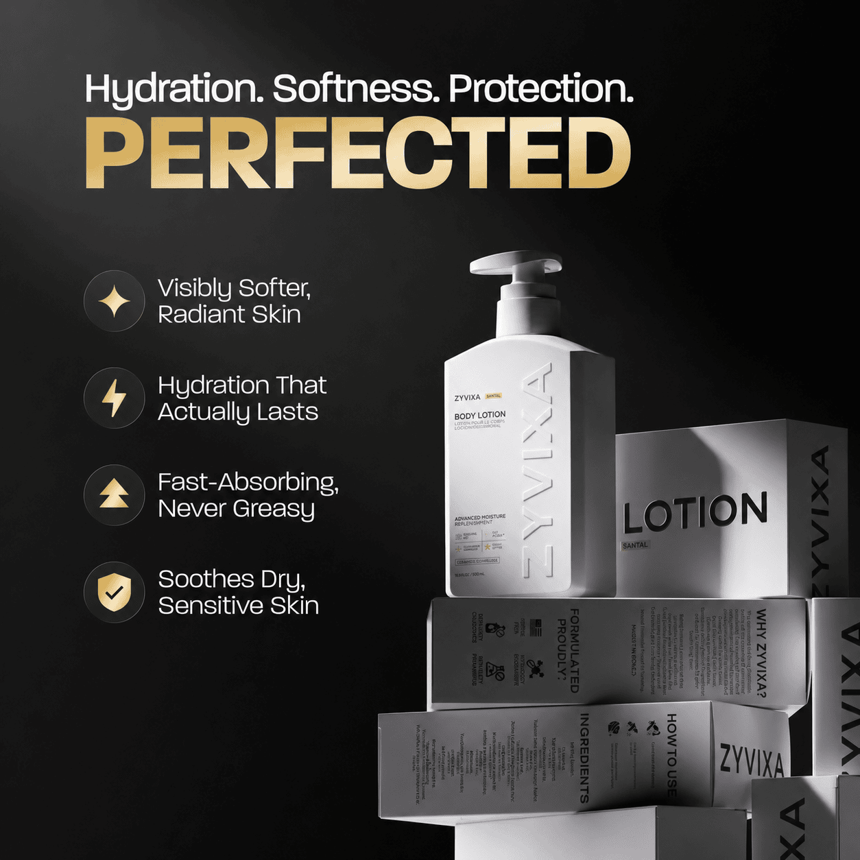 Hydration, softness and protection — perfected. Fast-absorbing, non-greasy daily body lotion for men.