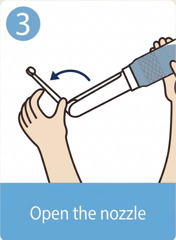Open the nozzle